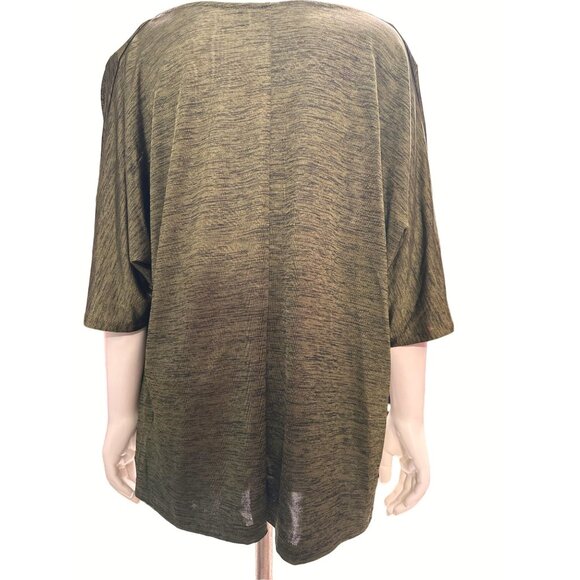 APT 9 Olive Green Cowl Neck Draped Polyester Spandex Boho Cut Blouse Size XL - Picture 3 of 8